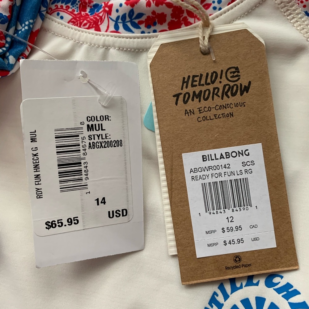 Brand new billabong rash guard and bikini